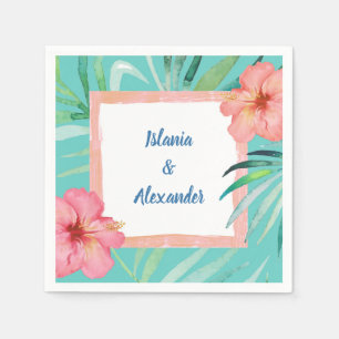 Tropical Beach Palm Hibiskus Wedding & Dusche Serviette