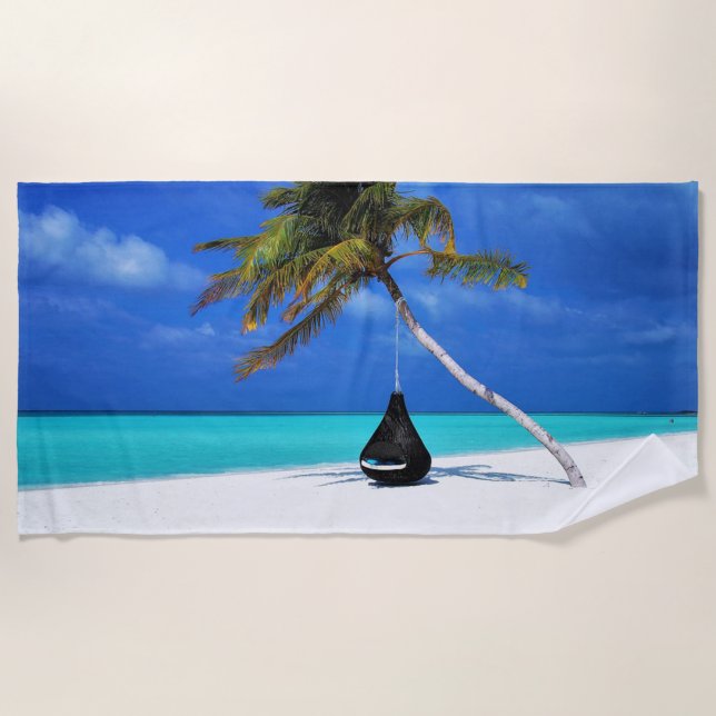 Tropical Beach Palm Relax Strandtuch (Vorderseite)