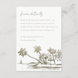 Tropical Beach Palm Sketch Gold Hochzeit Detail Begleitkarte