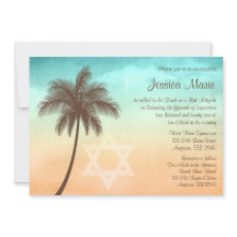 Tropical Beach Palm Tree Bat Mitzvah Einladungen