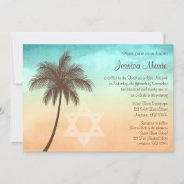 Tropical Beach Palm Tree Bat Mitzvah Einladungen