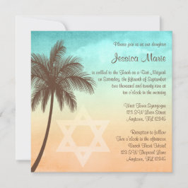 Tropical Beach Palm Tree Bat Mitzvah Einladungen