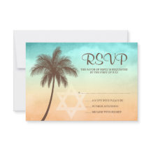 Tropical Beach Palm Tree Bat Mitzvah Response Card