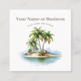 Tropical Beach Palm Tree Coastal Quadratische Visitenkarte