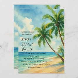 Tropical Beach Palm Tree Destination Brautparty Einladung