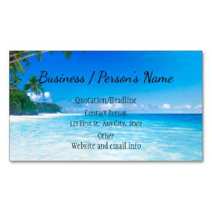 Tropical Beach Palm Tree Ocean Custom Busines Magnetische Visitenkarte