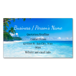 Tropical Beach Palm Tree Ocean Custom Busines Magnetische Visitenkarte