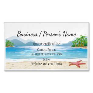 Tropical Beach Palm Tree Ocean Custom Busines Magnetische Visitenkarte