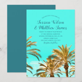 Tropical Beach Palm Tree Ocean Hochzeit in Urlaubs Einladung