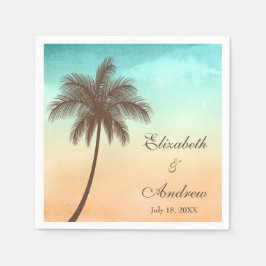 Tropical Beach Palm Tree Personalisierte Hochzeit Serviette
