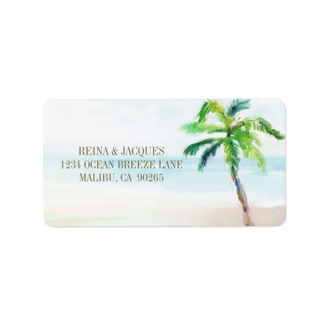 Tropical Beach Palm Tree Rücksendeadresse Adressaufkleber (Vorne)