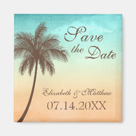 Tropical Beach Palm Tree Save the Date Magnet
