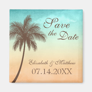 Tropical Beach Palm Tree Save the Date Magnet