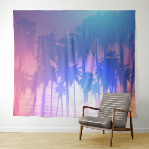 Tropical Beach Palm Tree Silhouette Ozean Wandteppich