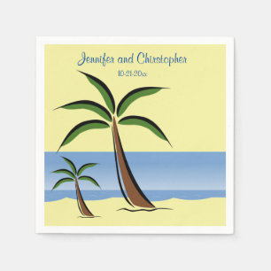 Tropical Beach Palm Tree Summer Ocean Wedding Sand Serviette