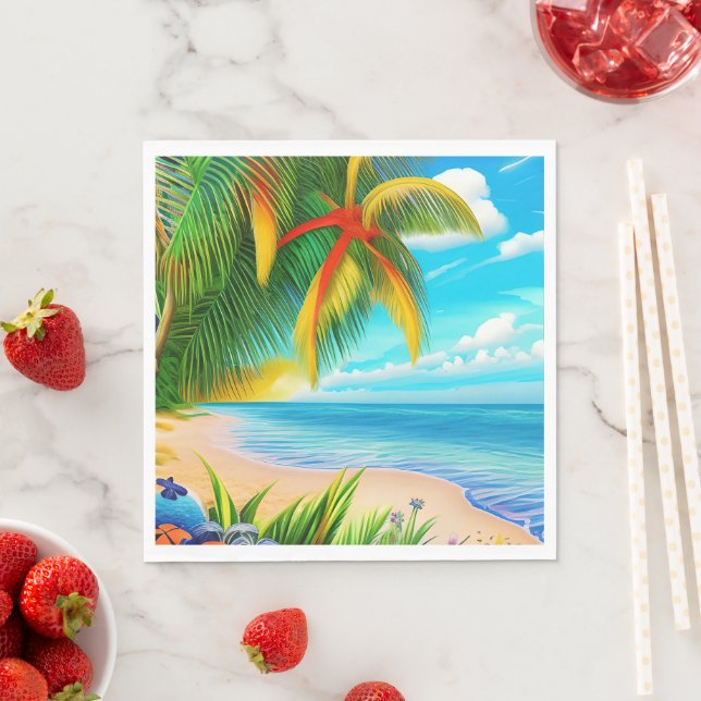 Tropical Beach Palm Tree Szene Serviette (Beispiel)
