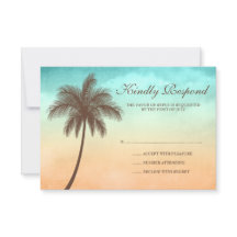 Tropical Beach Palm Tree Wedding Response Card