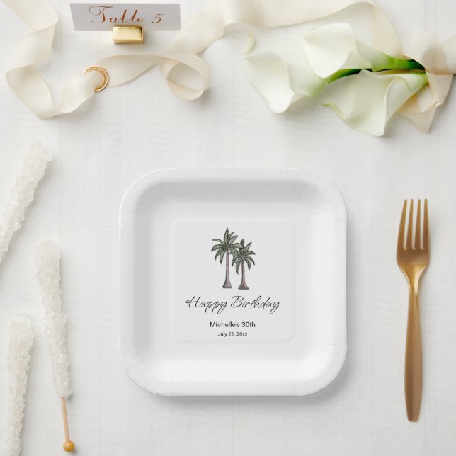 Tropical Beach Palm Trees 30th Birthday Party Pappteller (Hochzeit)