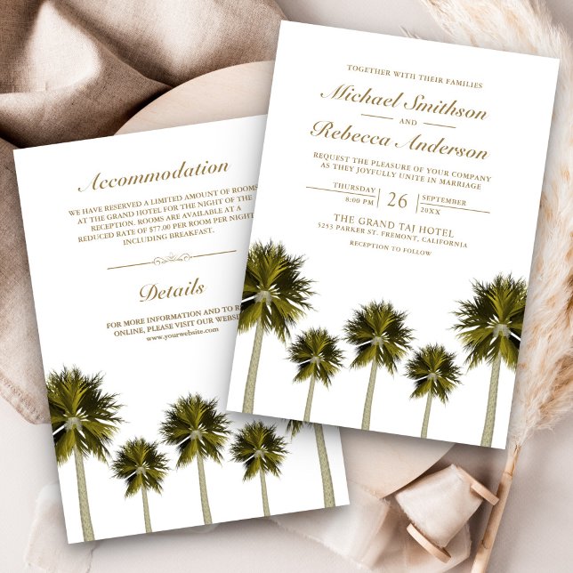 Tropical Beach Palm Trees alle in einer Hochzeit Einladung (Von Creator hochgeladen)