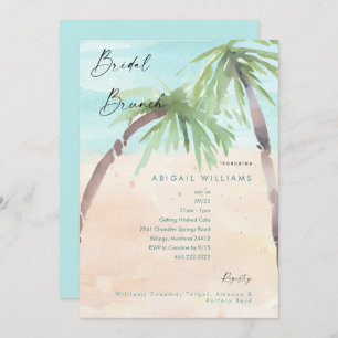 Tropical Beach Palm Trees Bridal Brunch Einladung