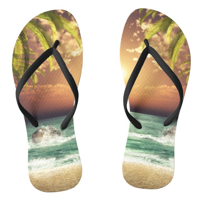Tropical Beach Palm Trees Flip Flops (Fußbett)