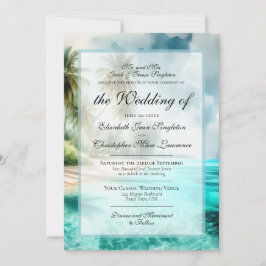 Tropical Beach & Palm Trees Formal Wedding Einladung
