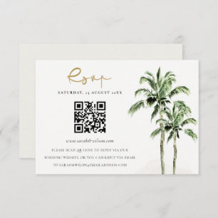 Tropical Beach Palm Trees Hochzeiten QR Code UAWG Begleitkarte