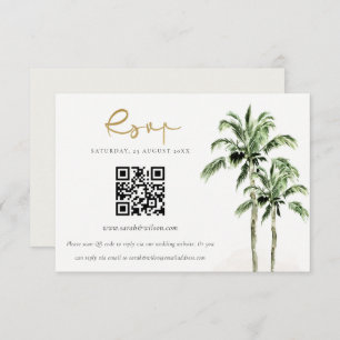 Tropical Beach Palm Trees Hochzeiten QR Code UAWG Begleitkarte