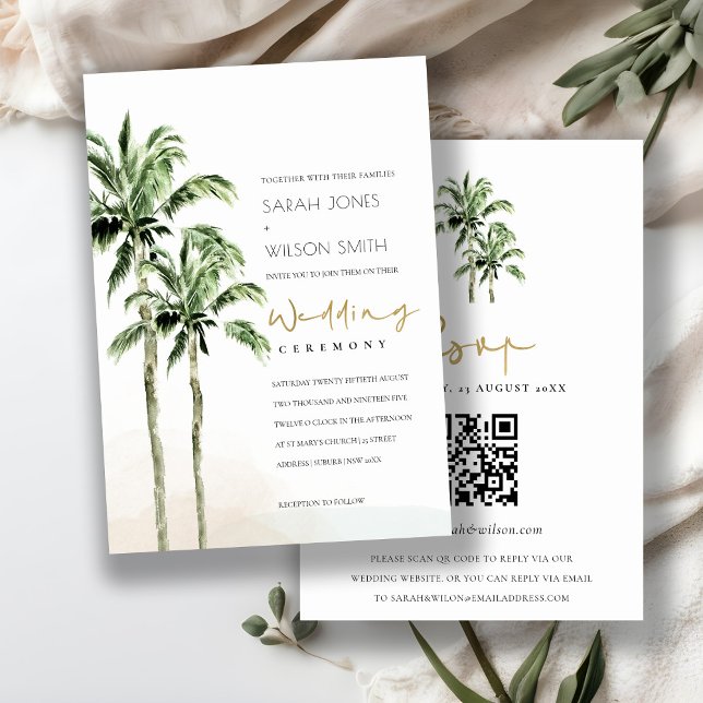 Tropical Beach Palm Trees Hochzeiten QR Code UAWG Einladung (Von Creator hochgeladen)