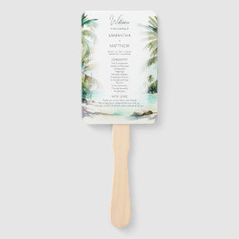 Tropical Beach Palm Trees Hochzeitsprogramm Hand F Fächer