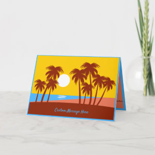 Tropical Beach Palm Trees Illustration Karte