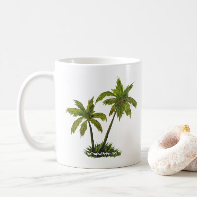 Tropical Beach Palm Trees Kaffee Tasse (Mit Donut)