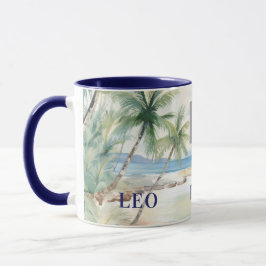 Tropical beach palm trees name business logo tasse