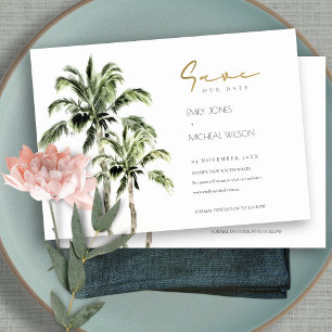 Tropical Beach Palm Trees Save the Date einladen Dankeskarte