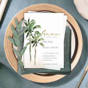 Tropical Beach Palm Trees Save the Date einladen Dankeskarte
