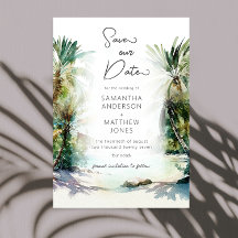 Tropical Beach Palm Trees Save the Date