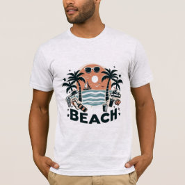 Tropical Beach Palm Trees & Sunset T-Shirt