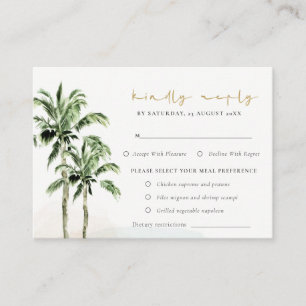 Tropical Beach Palm Trees Wedding Rsvp Meal Diät Begleitkarte