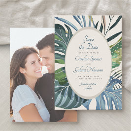 Tropical Beach Palm Wedding retten Sie das Datum Save The Date