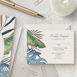 Tropical Beach Palm Wedding RSVP Karte