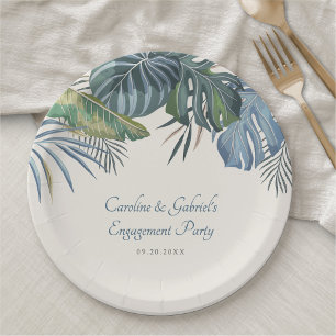 Tropical Beach Palm Wedge Pappteller
