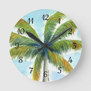 Tropical Beach Palme an einem sonnigen Tag Runde Wanduhr