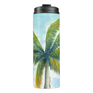 Tropical Beach Palme an einem sonnigen Tag Thermosbecher