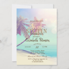 Tropical Beach Palms Summer Sweet 16 Party Einladung