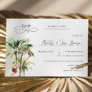 Tropical Beach Palms Wedding RSVP