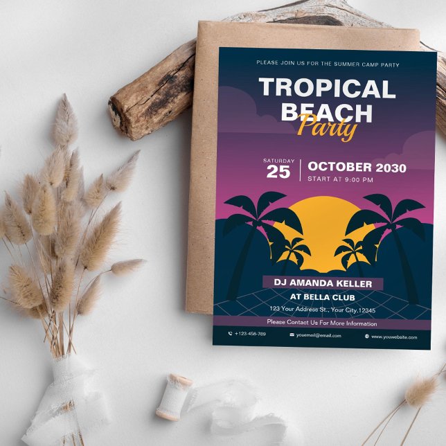 Tropical Beach Party Holiday Einladung (Von Creator hochgeladen)