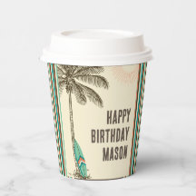 Tropical Beach Party Palm Tree Paper Cup