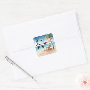 Tropical Beach Party Quadratischer Aufkleber