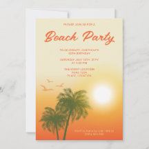 Tropical Beach Party Sunset Palm Trees Geburtstag