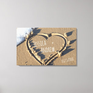 Tropical Beach Personalisiert Names Herz in Sand Leinwanddruck